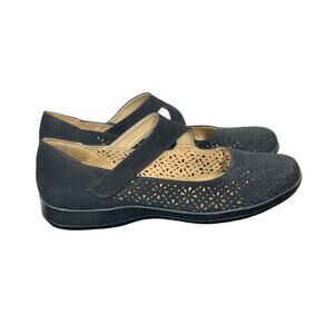 Bjorndal Women's Bexley Mary Jane Shoes Black Hook Loop Cut Out Round Toe Sz 10